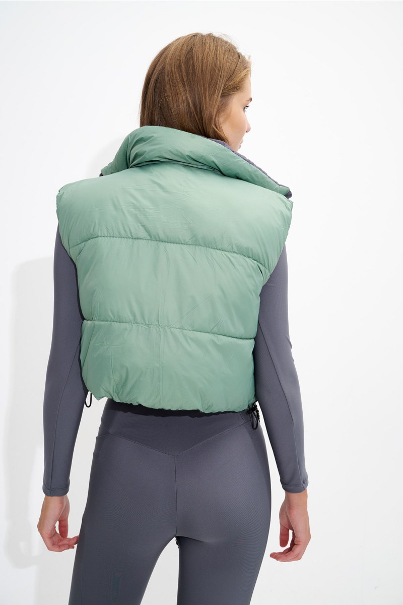 DOUBLE FACE PUFFER SLEEVELESS CROP VEST-24833096-214