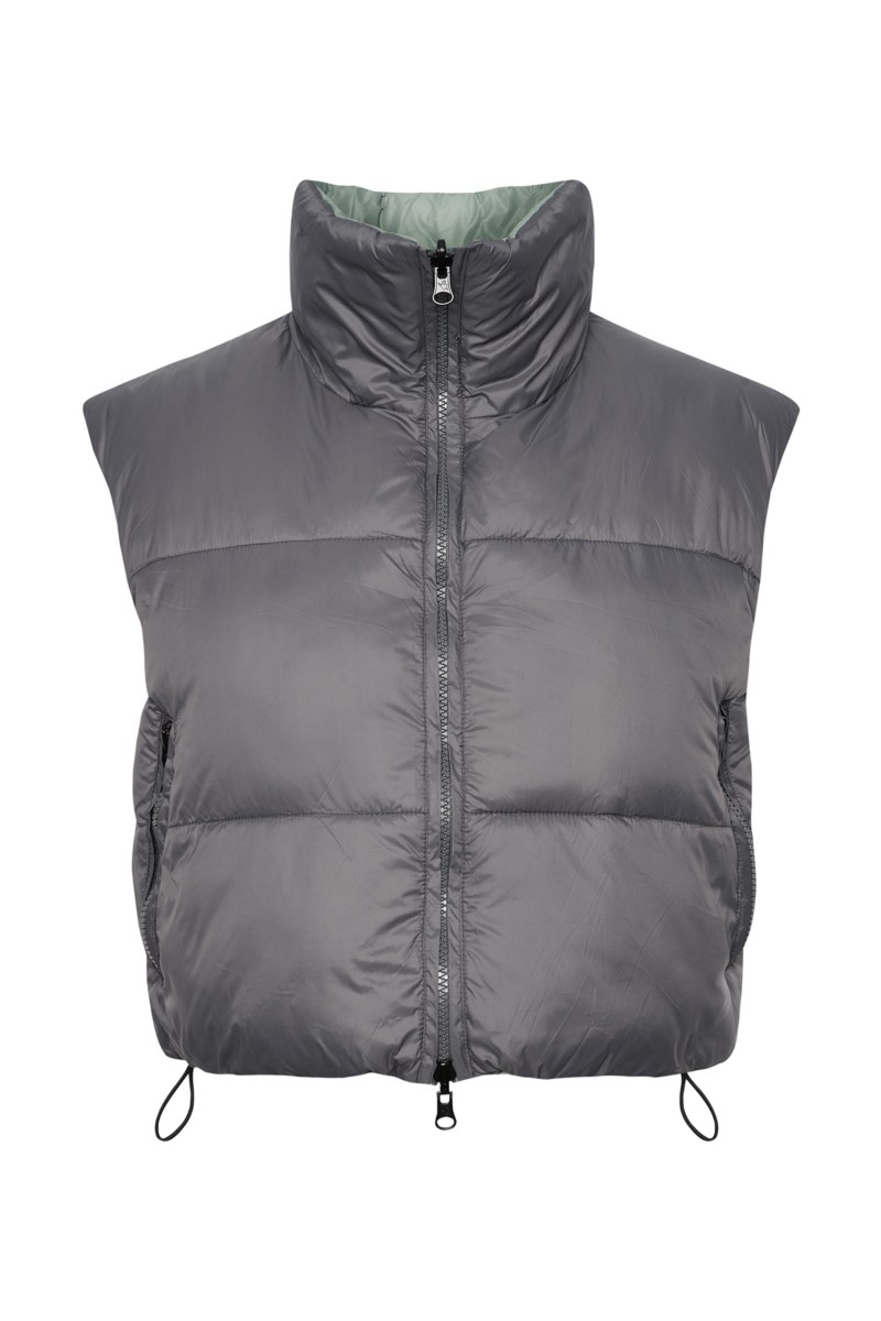 DOUBLE FACE PUFFER SLEEVELESS CROP VEST-24833096-214