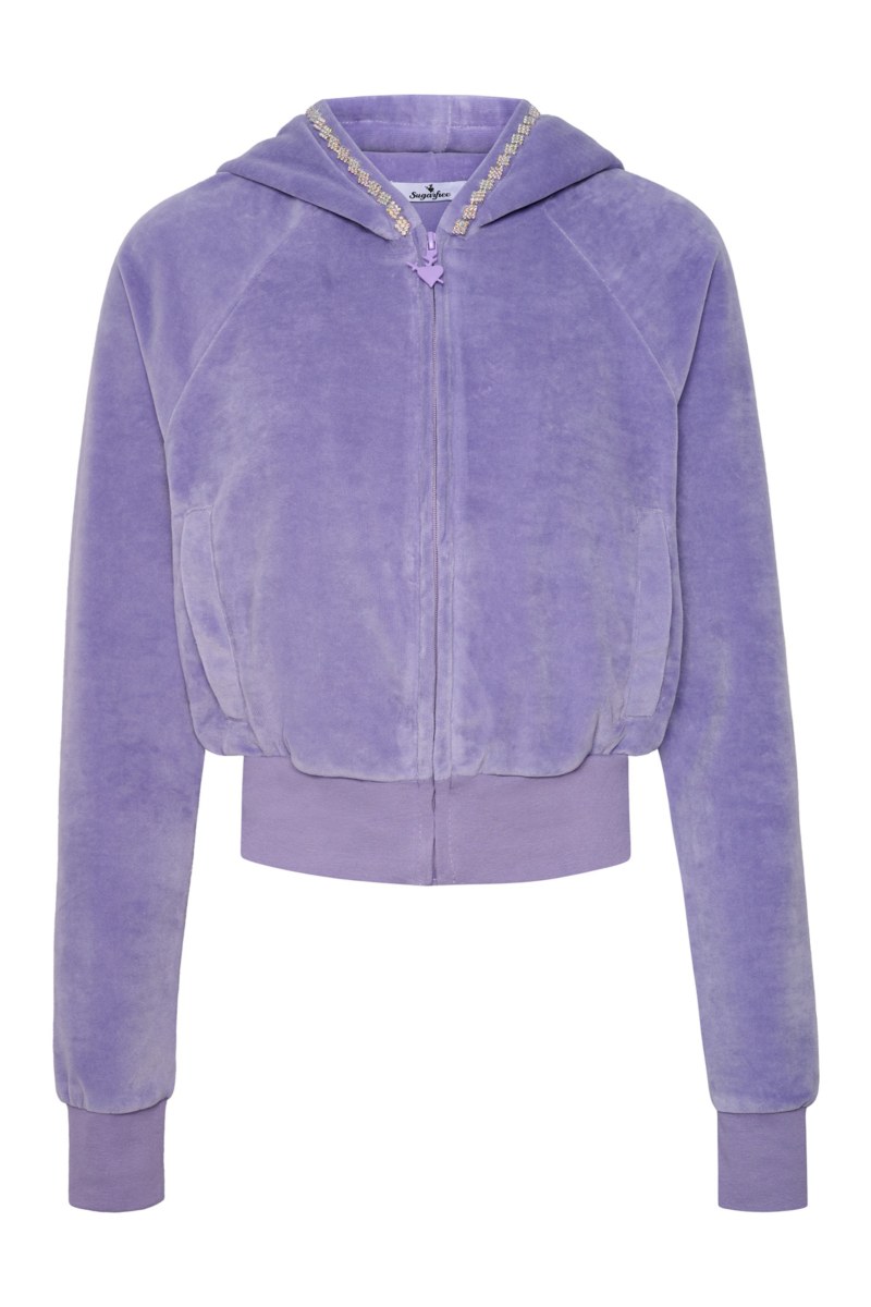 VELOUR JACKET WITH STRASS EMBELLISHMENT ON THE HOOD-24833180-800