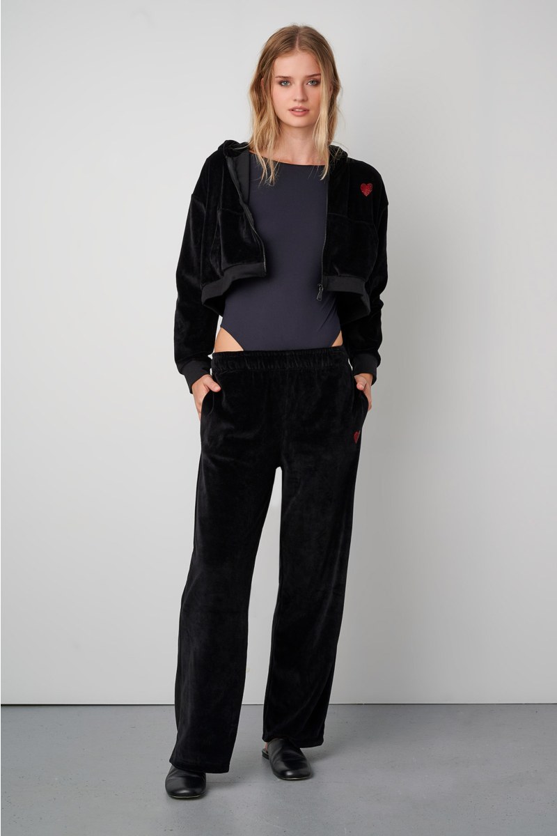 STRASS EMBELLISHED CROPPED VELOUR HOODIE JACKET-24833190-110