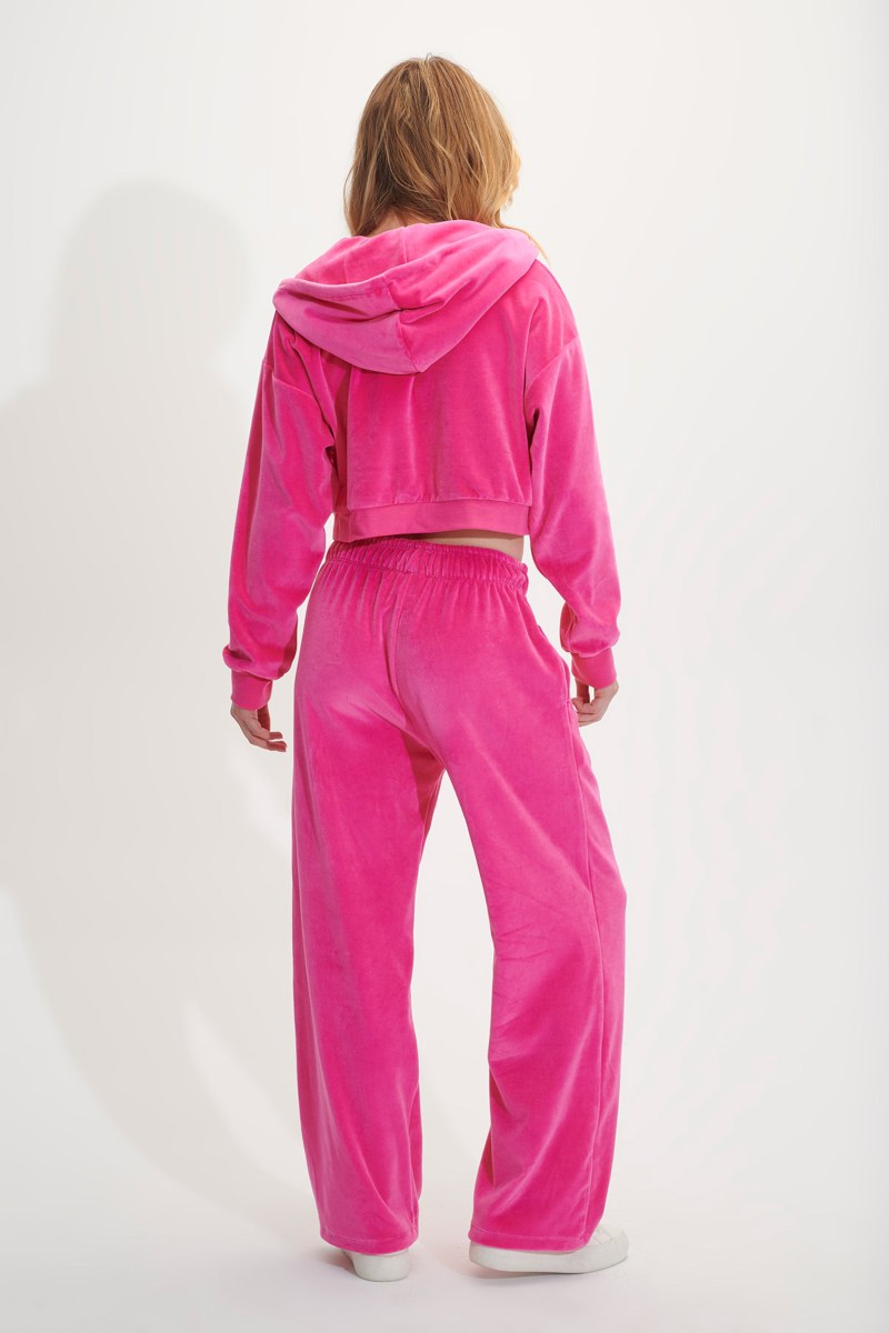 STRASS EMBELLISHED CROPPED VELOUR HOODIE JACKET-24833190-715