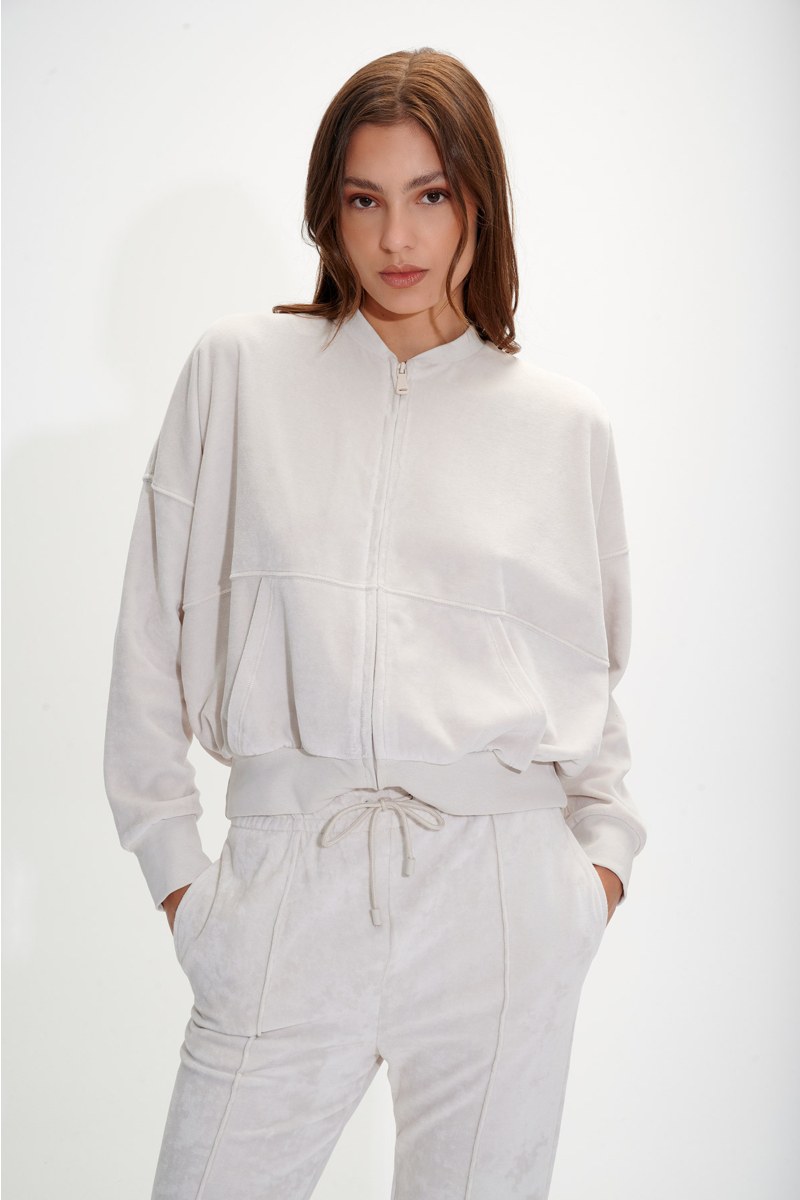 MONOCHROME VELOUR JACKET WITH COLLAR-24833200-108