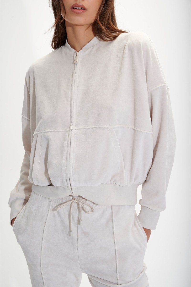 MONOCHROME VELOUR JACKET WITH COLLAR-24833200-108