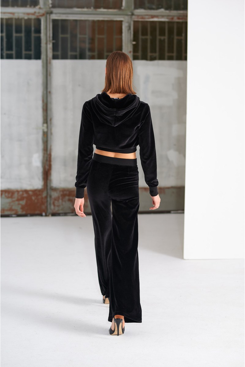 HOODED VELOUR CROPPED JACKET WITH STRASS EMBELLISHMENT-24833272-110