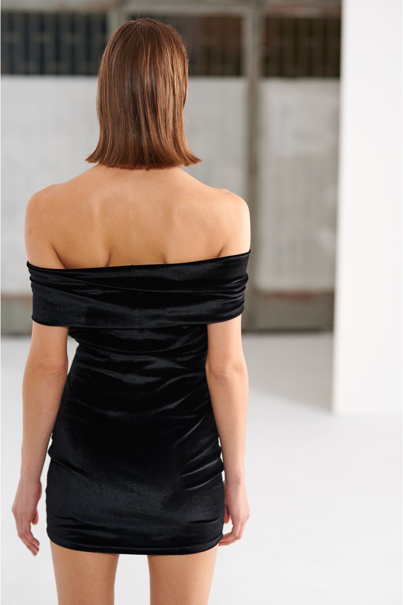 OFF-THE-SHOULDER VELOUR MINI DRESS-24834279-110
