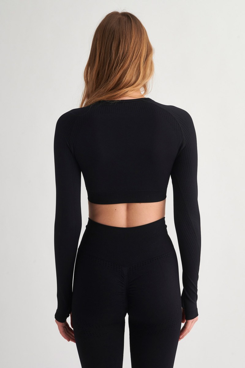 SEAMLESS SPORTS CROP TOP WITH THUMB DETAILS-24848060-110