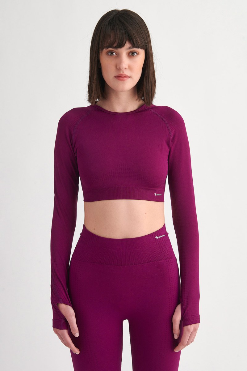 SEAMLESS ΑΘΛΗΤΙΚΗ ΚΟΝΤΗ ΜΠΛΟΥΖΑ ΜΕ ΛΕΠΤΟΜΕΡΕΙΑ ΣΤΟΥΣ ΑΝΤΙΧΕΙΡΕΣ-24848060-633