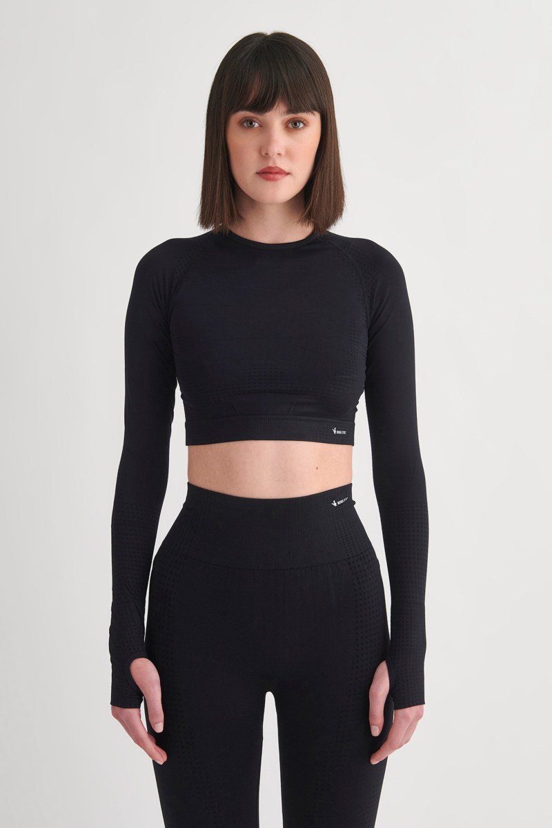 SEAMLESS SPORTS CROP TOP WITH THUMB DETAILS-24848062-110