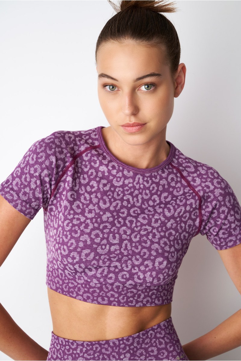 LEOPARD PRINTED SEAMLESS SPORTS CROPPED TOP-24862047-823