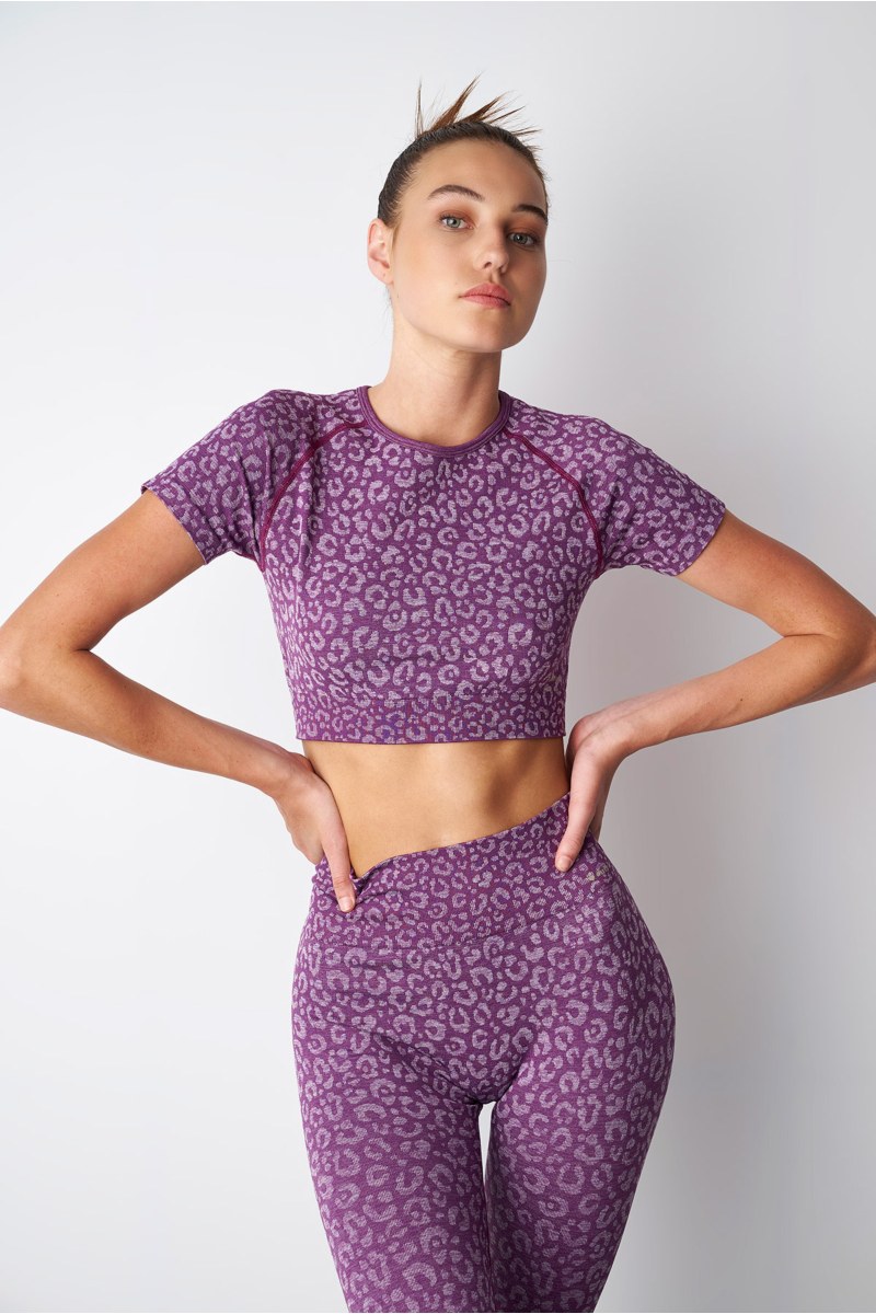 LEOPARD PRINTED SEAMLESS SPORTS CROPPED TOP-24862047-823