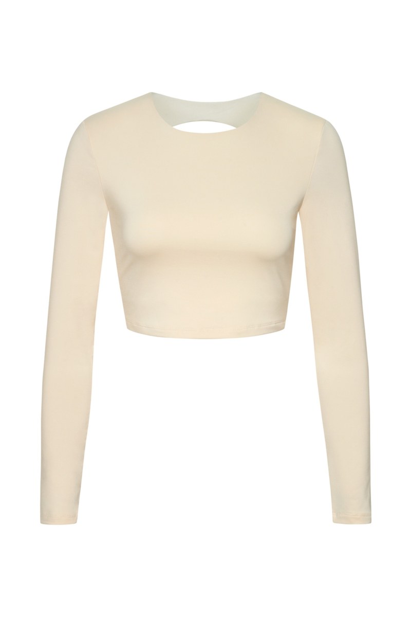 LONG SLEEVED SPORTS CROP TOP WITH TIE AT THE BACK-24862092-103