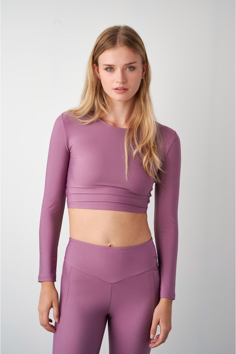 LONG SLEEVED CROP TOP / SPORTS BRA WITH OPEN BACK-24862097-845