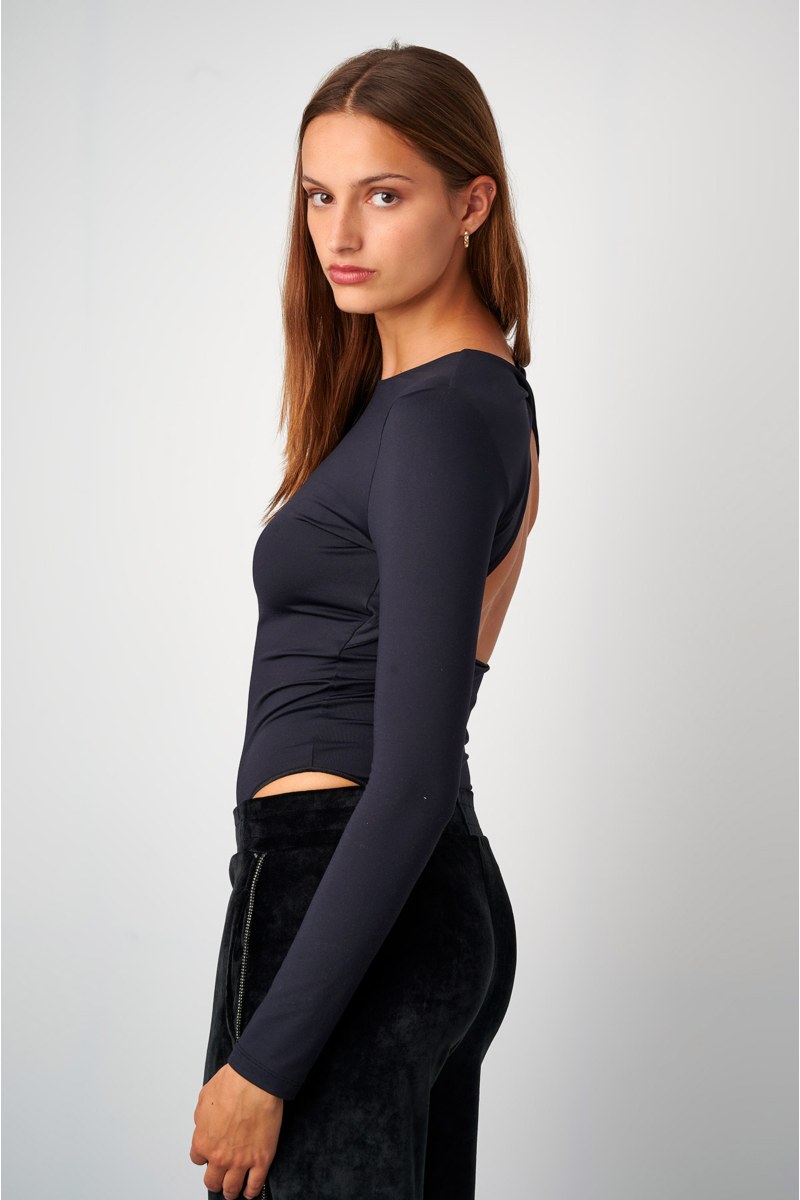 FITTED LONG SLEEVED BODYSUIT WITH OPEN BACK-24866225-110