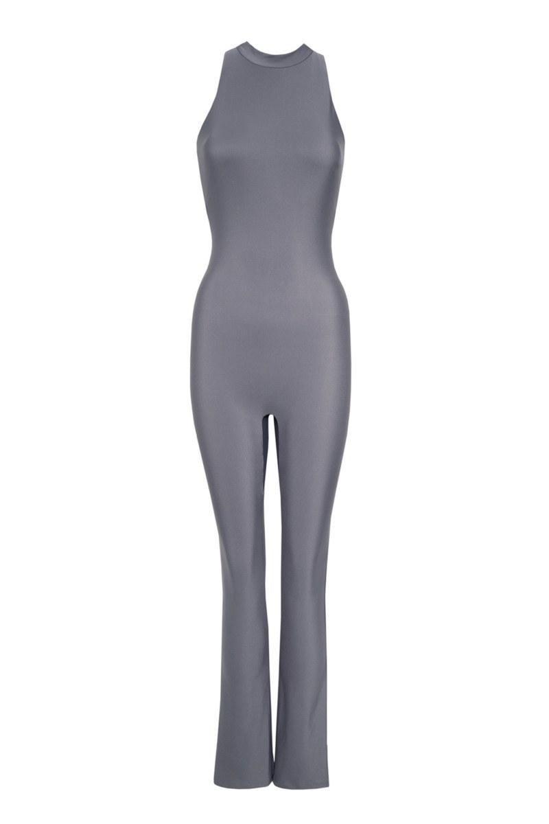 STRETCH FLARED SPORTS JUMPSUIT WITH HALTERNECK-24867107-206