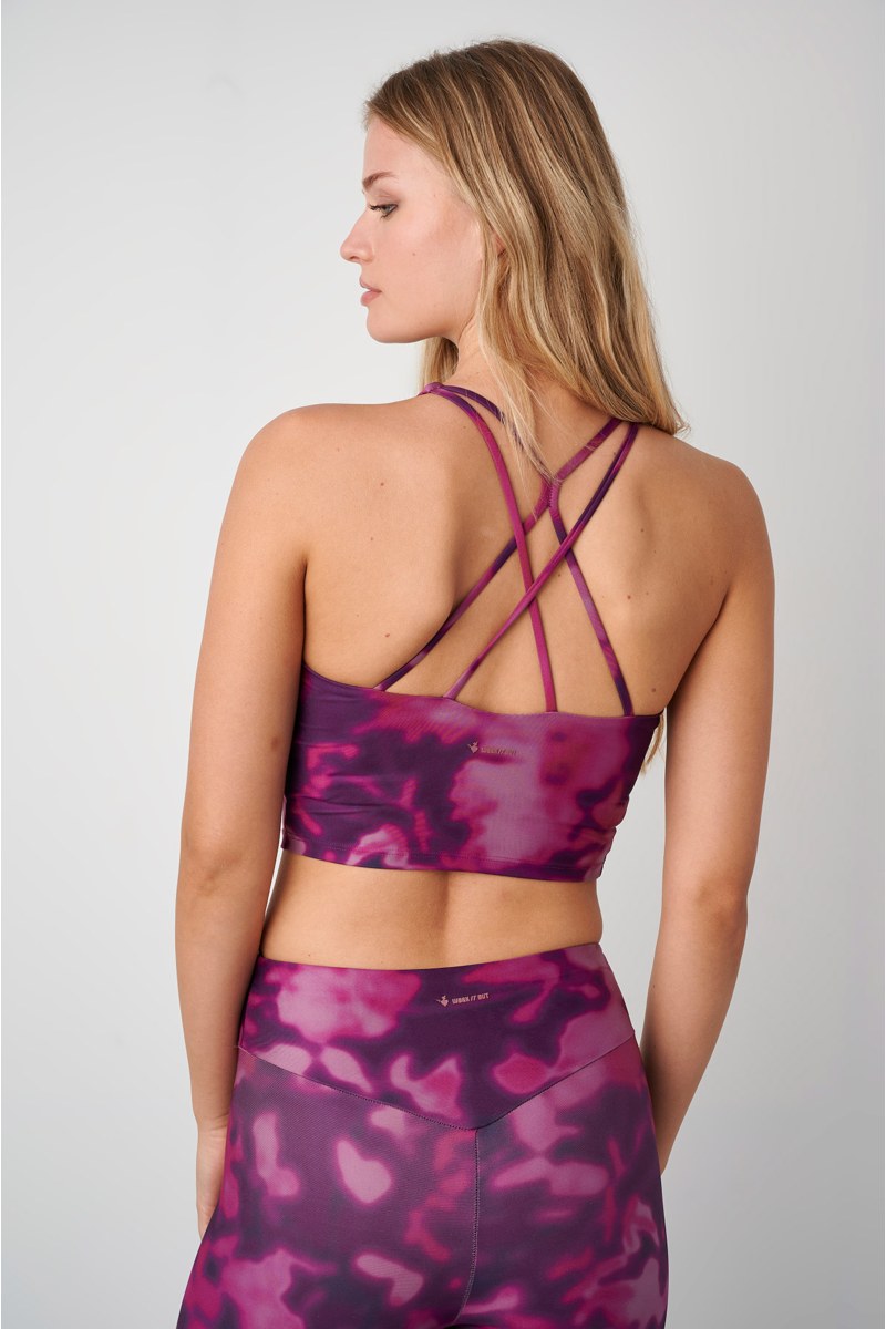 VINTAGE STYLE PRINTED SPORTS CROP TOP WITH STRAPPY CROSSED BACK-24868105-845