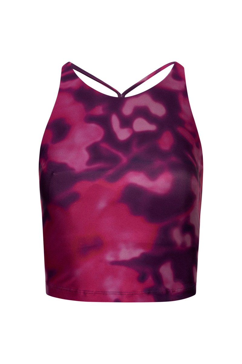 VINTAGE STYLE PRINTED SPORTS CROP TOP WITH STRAPPY CROSSED BACK-24868105-845