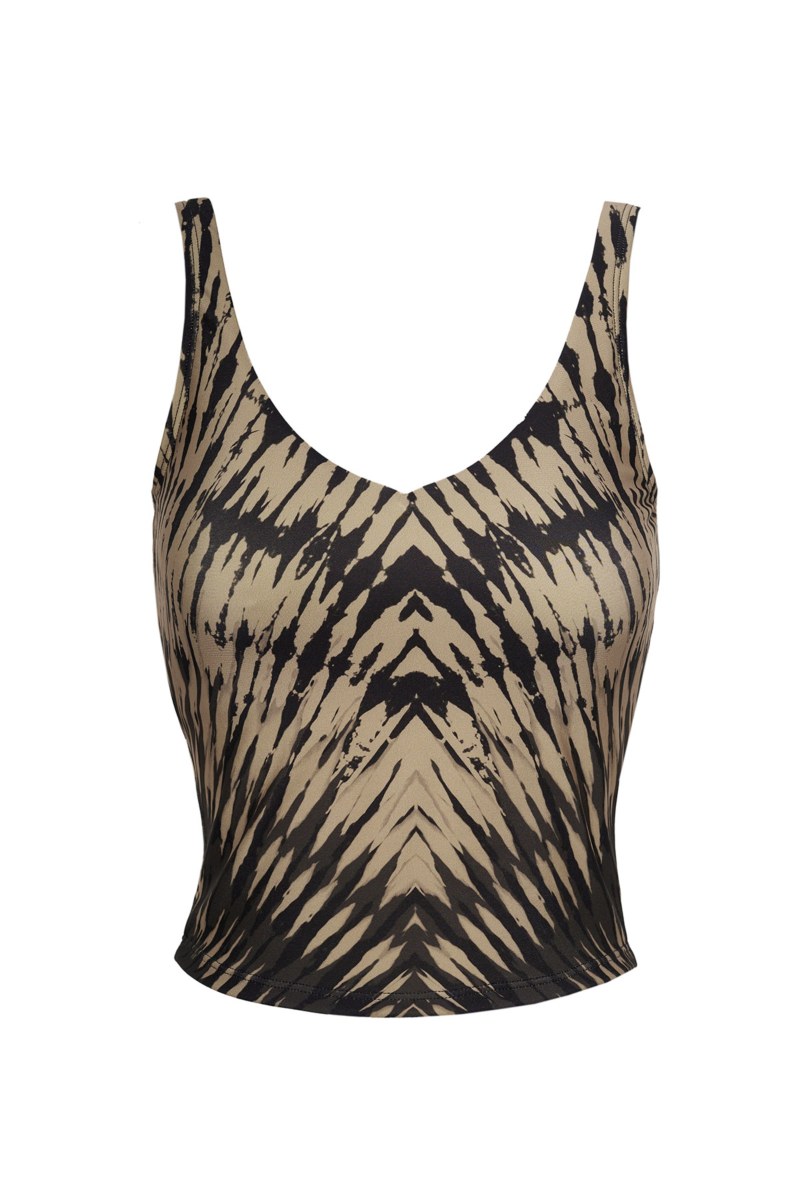 PRINTED SPORTS CROP TOP WITH INNER CUPS-24868106-103