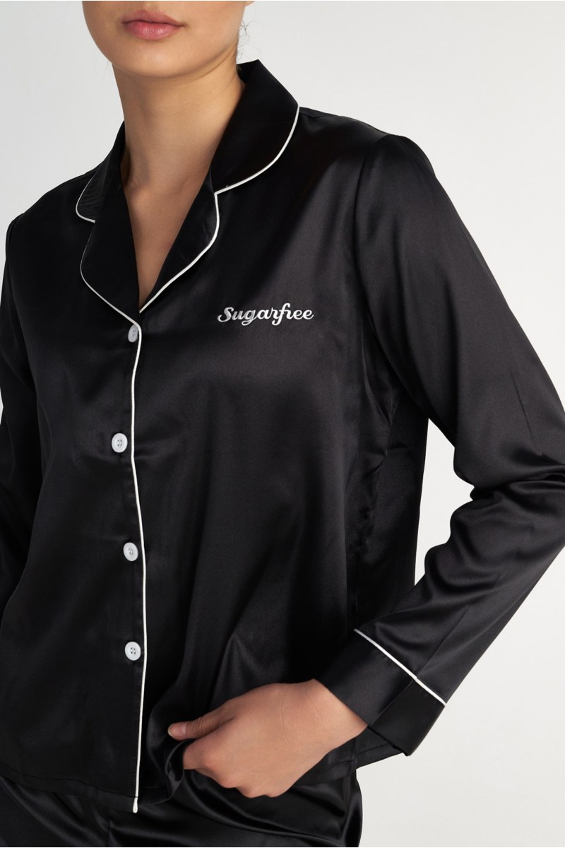 CONTRAST PIPING SATIN PYJAMA SET-25538006-110