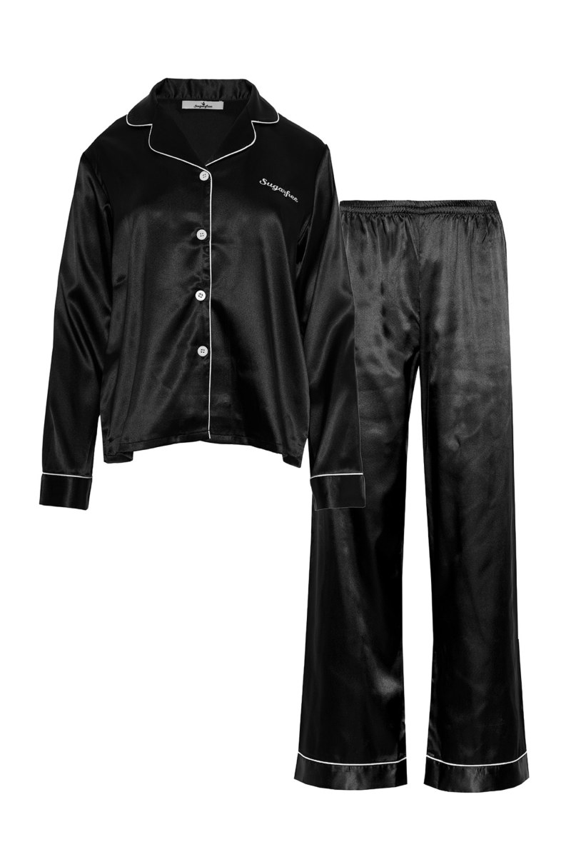 CONTRAST PIPING SATIN PYJAMA SET-25538006-110