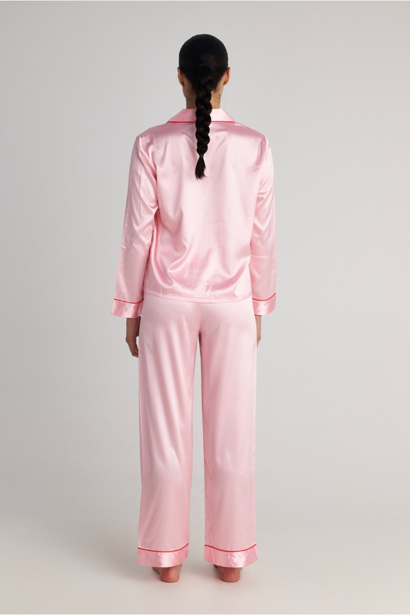 CONTRAST PIPING SATIN PYJAMA SET-25538008-712