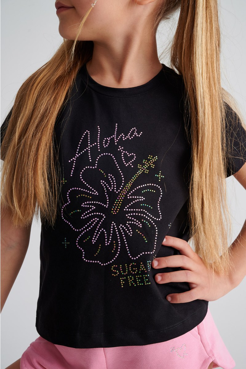 EMBELLISHED COTTON T-SHIRT FOR GIRLS-25612078-110