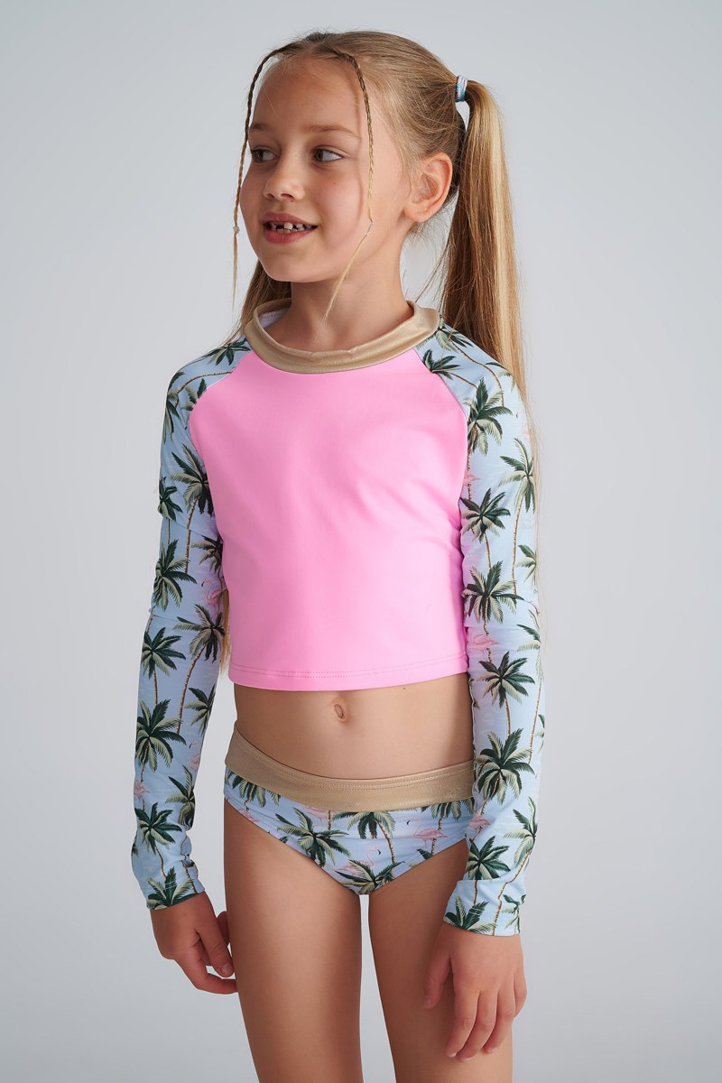 PRINTED LONG SLEEVED BIKINI SET FOR GIRLS-25616011-309