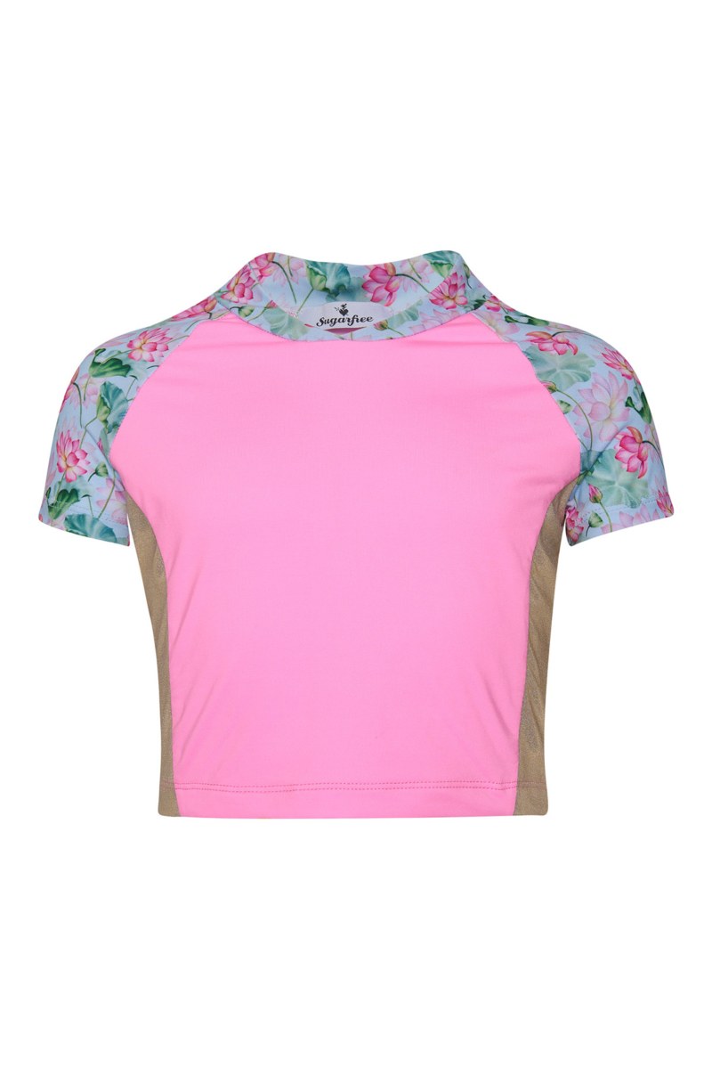 SHORT-SLEEVED SWIMSUIT BIKINI TOP FOR GIRLS-25616025-712