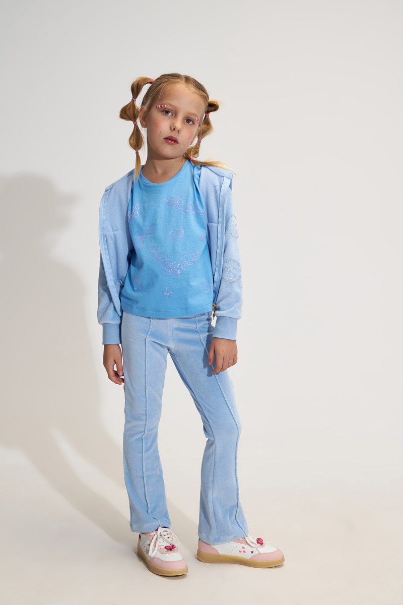 VELOUR TRACK SET FOR GIRLS WITH STRASS EMBELLISHMENTS ON SLEEVE-25618011-420