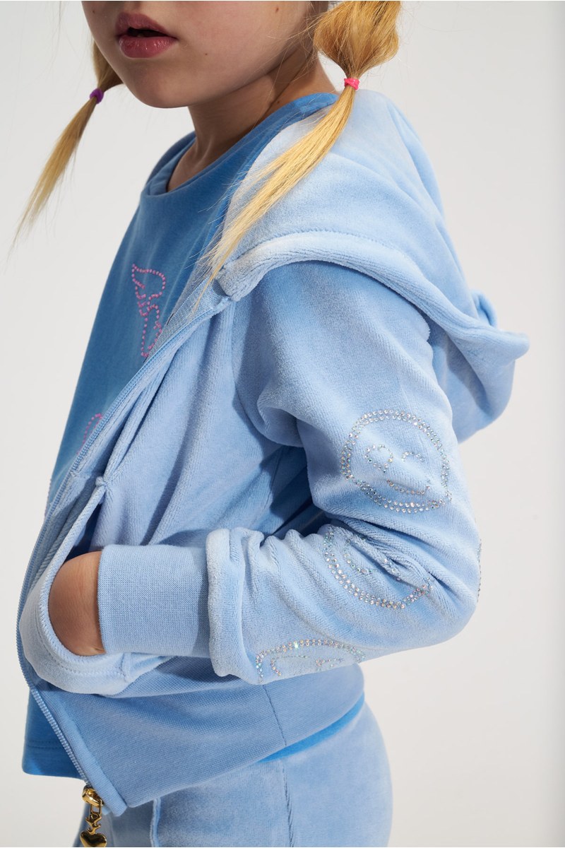 VELOUR TRACK SET FOR GIRLS WITH STRASS EMBELLISHMENTS ON SLEEVE-25618011-420