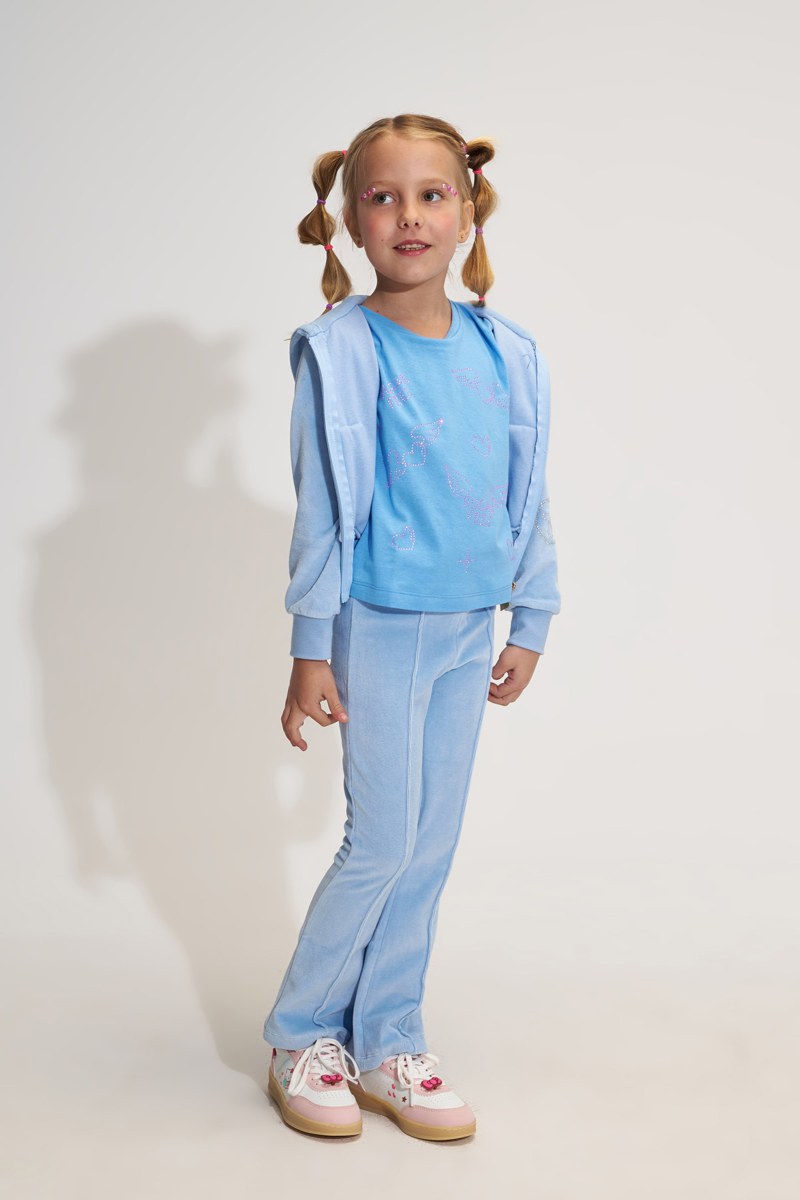VELOUR TRACK SET FOR GIRLS WITH STRASS EMBELLISHMENTS ON SLEEVE-25618011-420