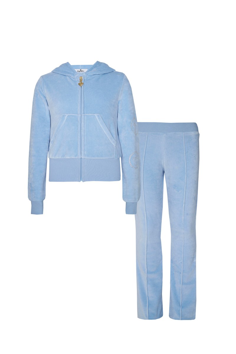 VELOUR TRACK SET FOR GIRLS WITH STRASS EMBELLISHMENTS ON SLEEVE-25618011-420