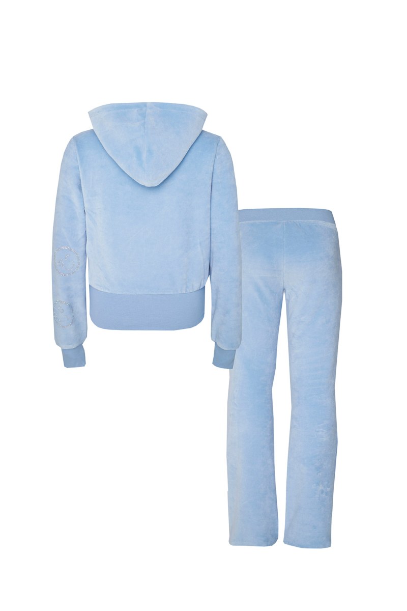 VELOUR TRACK SET FOR GIRLS WITH STRASS EMBELLISHMENTS ON SLEEVE-25618011-420