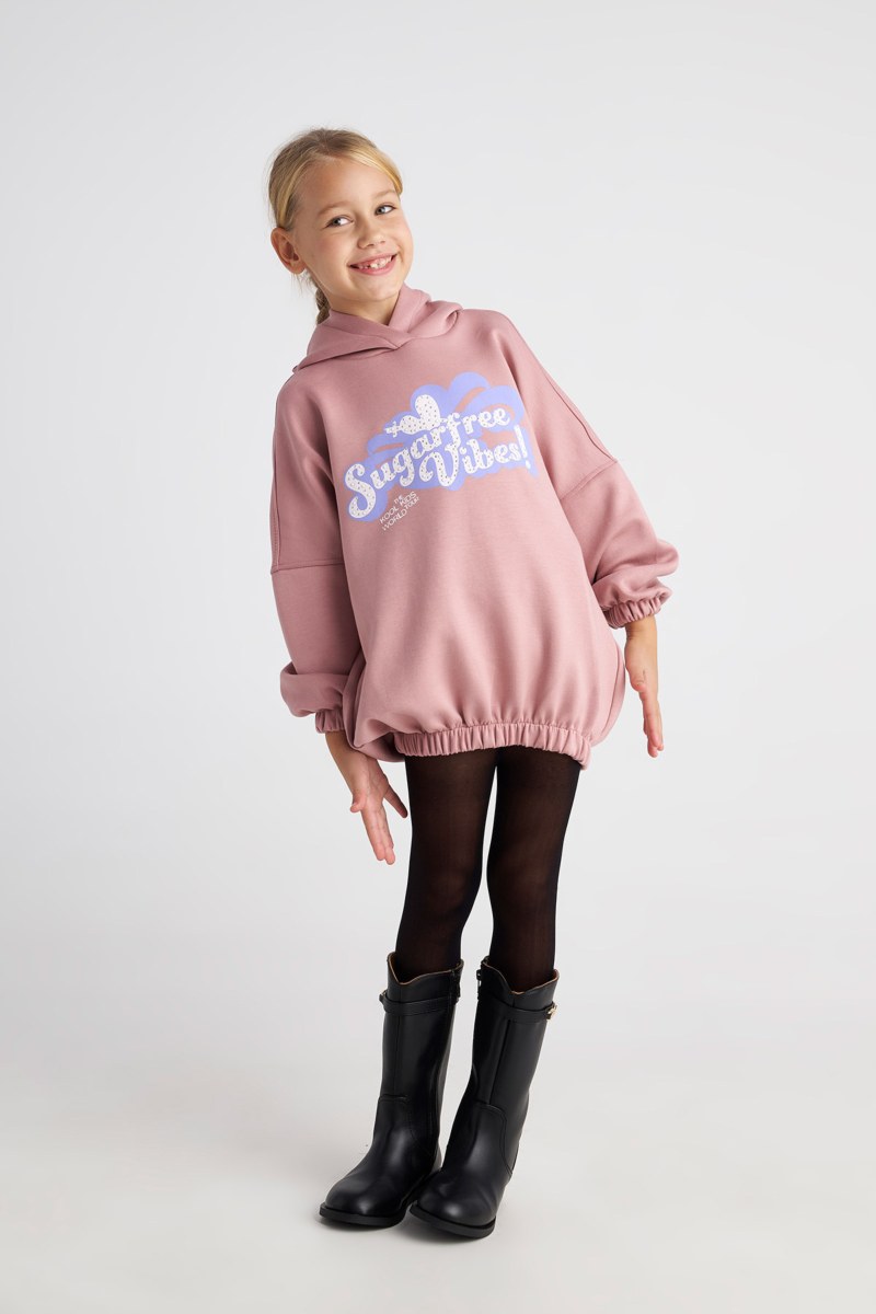 OVERSIZED COTTON HOODIE DRESS/TOP FOR GIRLS-25632001-103