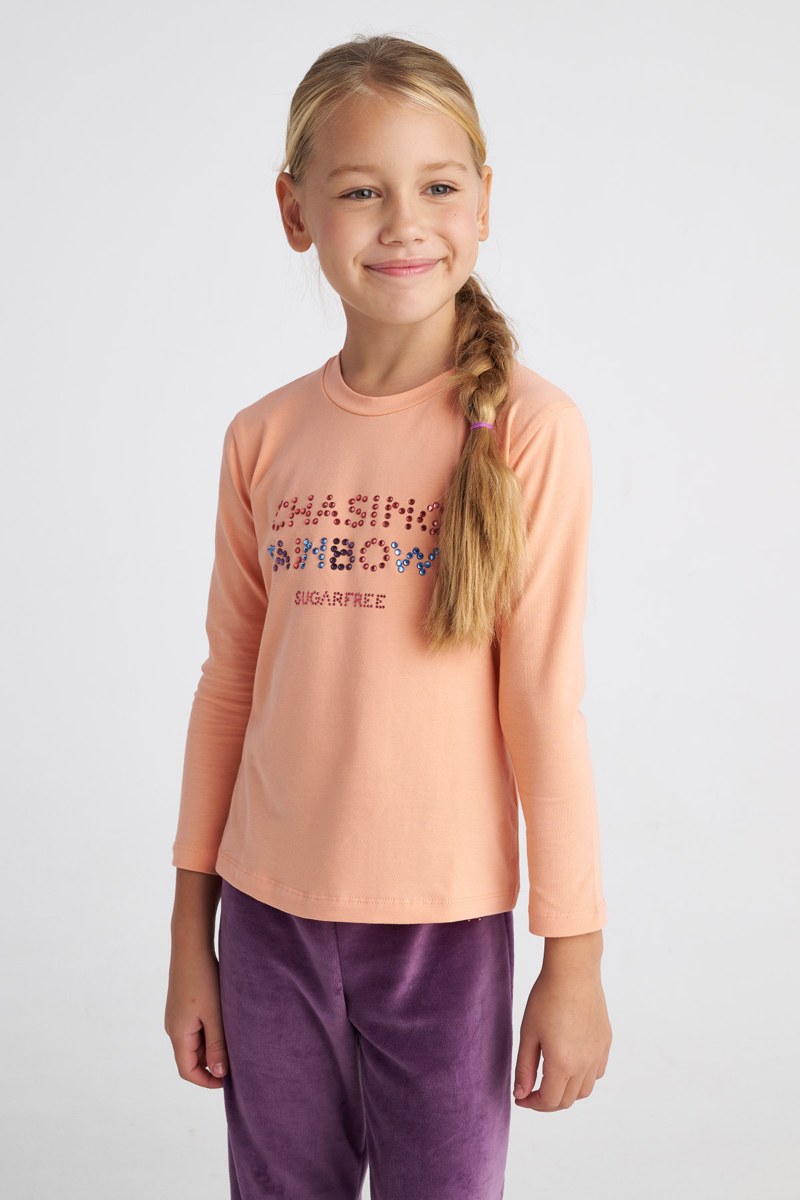 EMBELLISHED LONG SLEEVED COTTON TOP FOR GIRLS-25632042-710