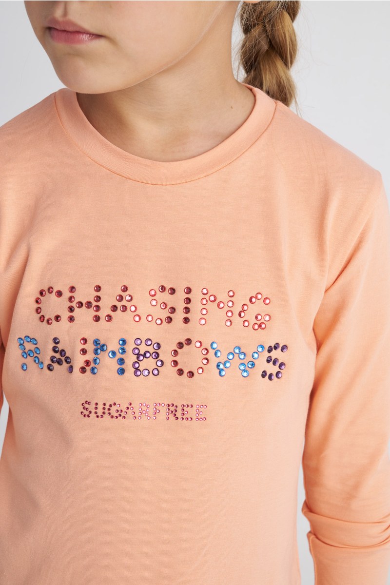 EMBELLISHED LONG SLEEVED COTTON TOP FOR GIRLS-25632042-710