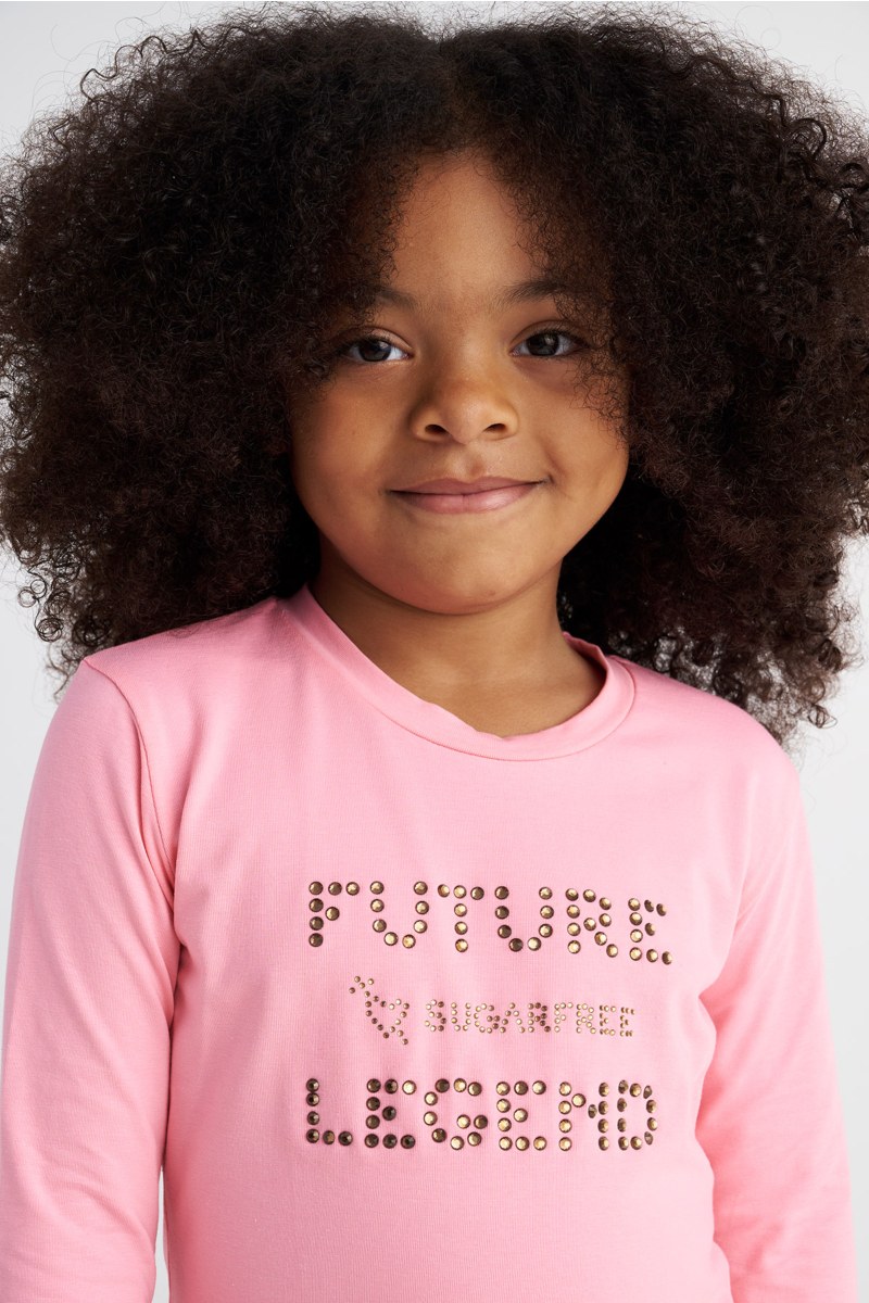 EMBELLISHED LONG SLEEVED COTTON TOP FOR GIRLS-25632045-714