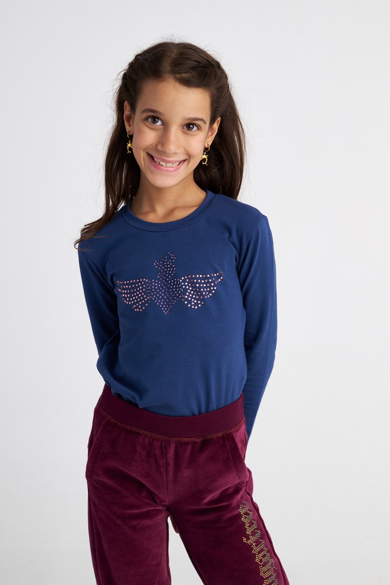 EMBELLISHED LONG SLEEVED COTTON TOP FOR GIRLS-25632046-425