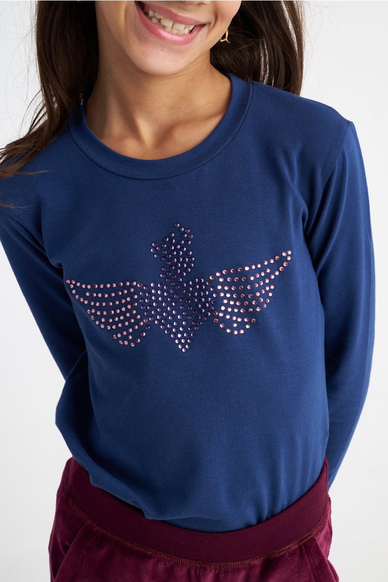 EMBELLISHED LONG SLEEVED COTTON TOP FOR GIRLS-25632046-425