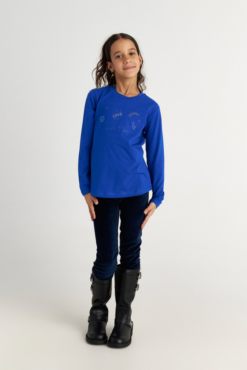 EMBELLISHED LONG SLEEVED COTTON TOP FOR GIRLS-25632052-425