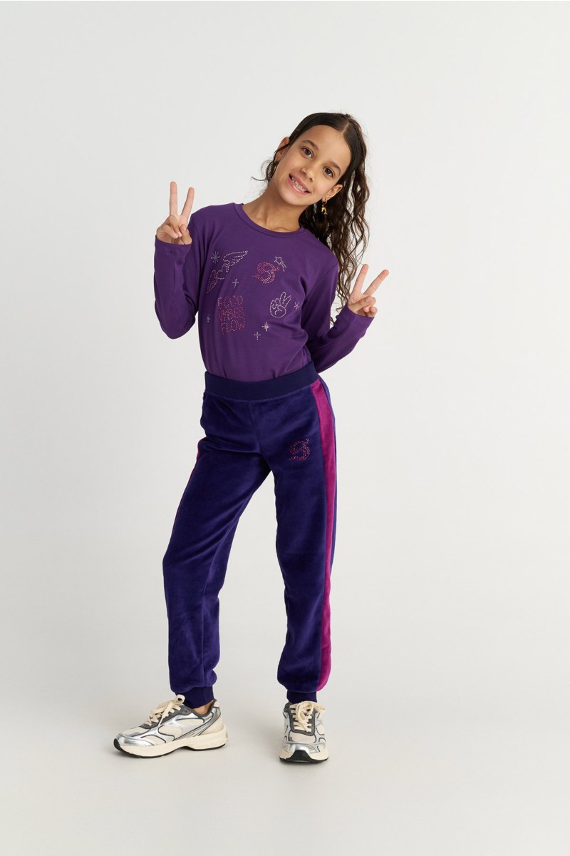 EMBELLISHED LONG SLEEVED COTTON TOP FOR GIRLS-25632053-815