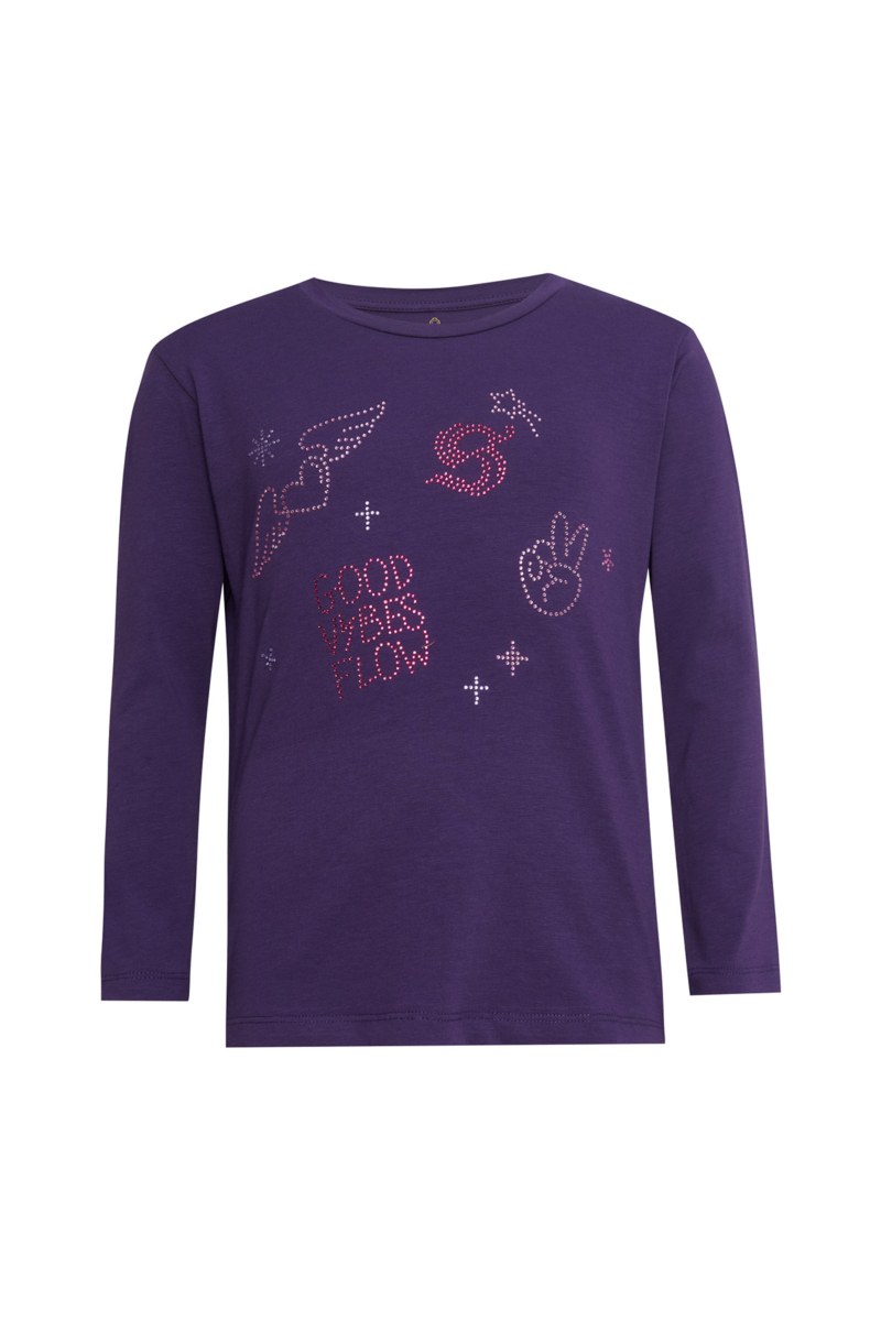 EMBELLISHED LONG SLEEVED COTTON TOP FOR GIRLS-25632053-815