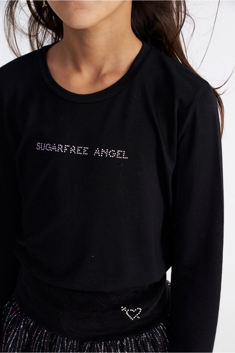 EMBELLISHED LONG SLEEVED COTTON TOP FOR GIRLS-25632055-110