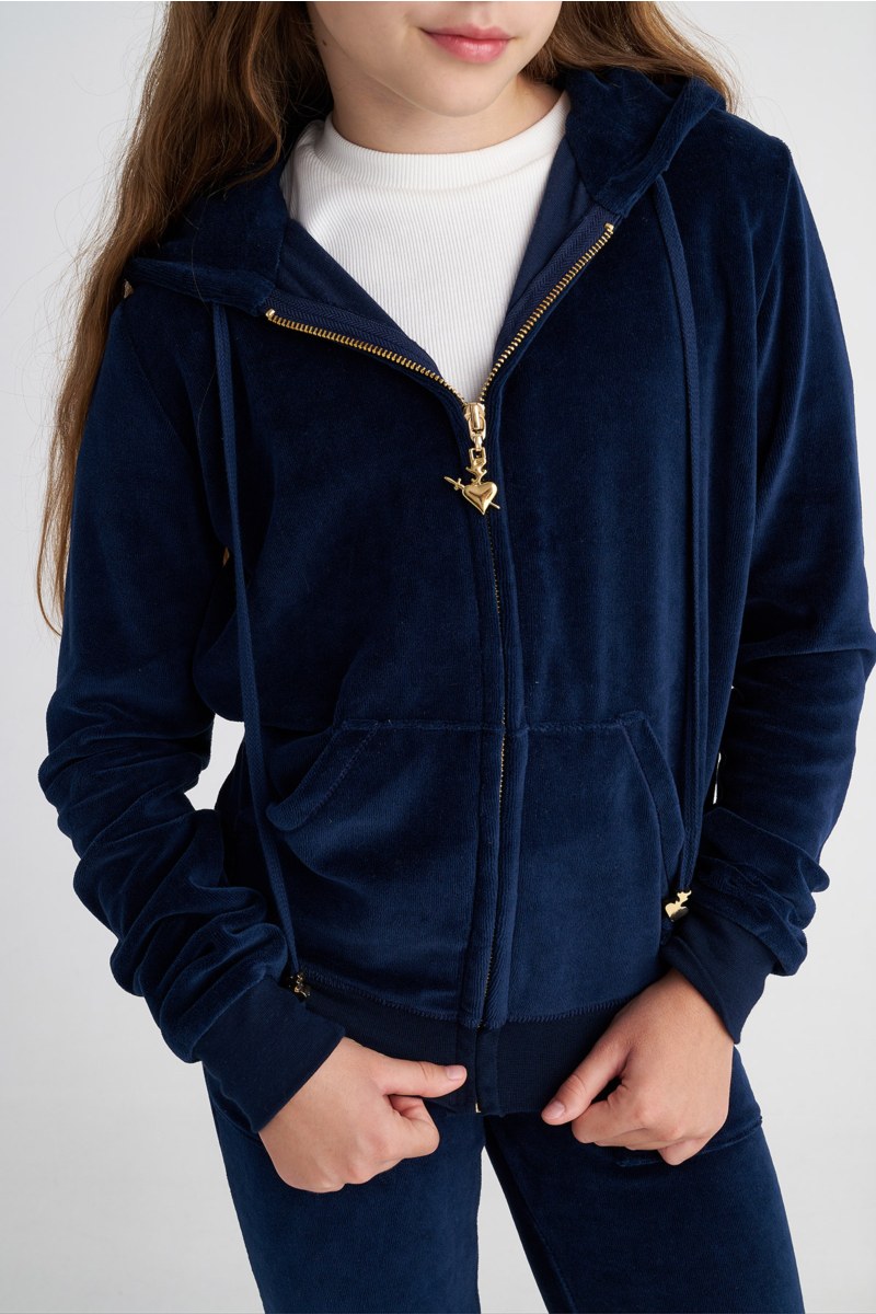 HOODED FASHION VELOUR JACKET FOR TEENS-25633000-437