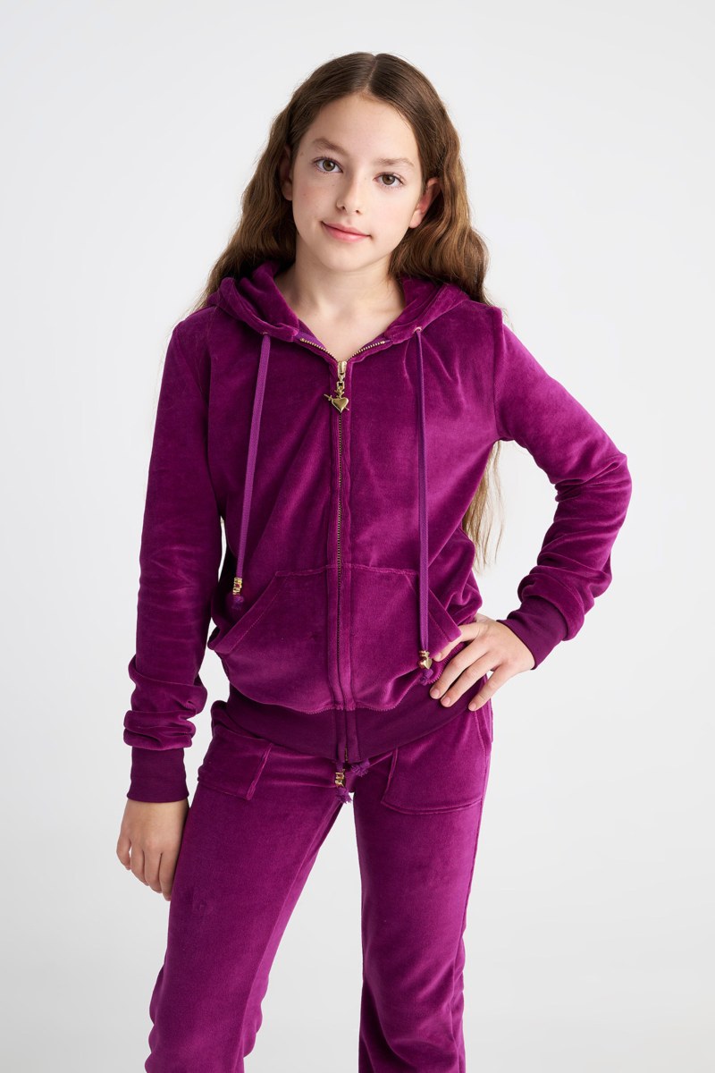 HOODED FASHION VELOUR JACKET FOR TEENS-25633000-824