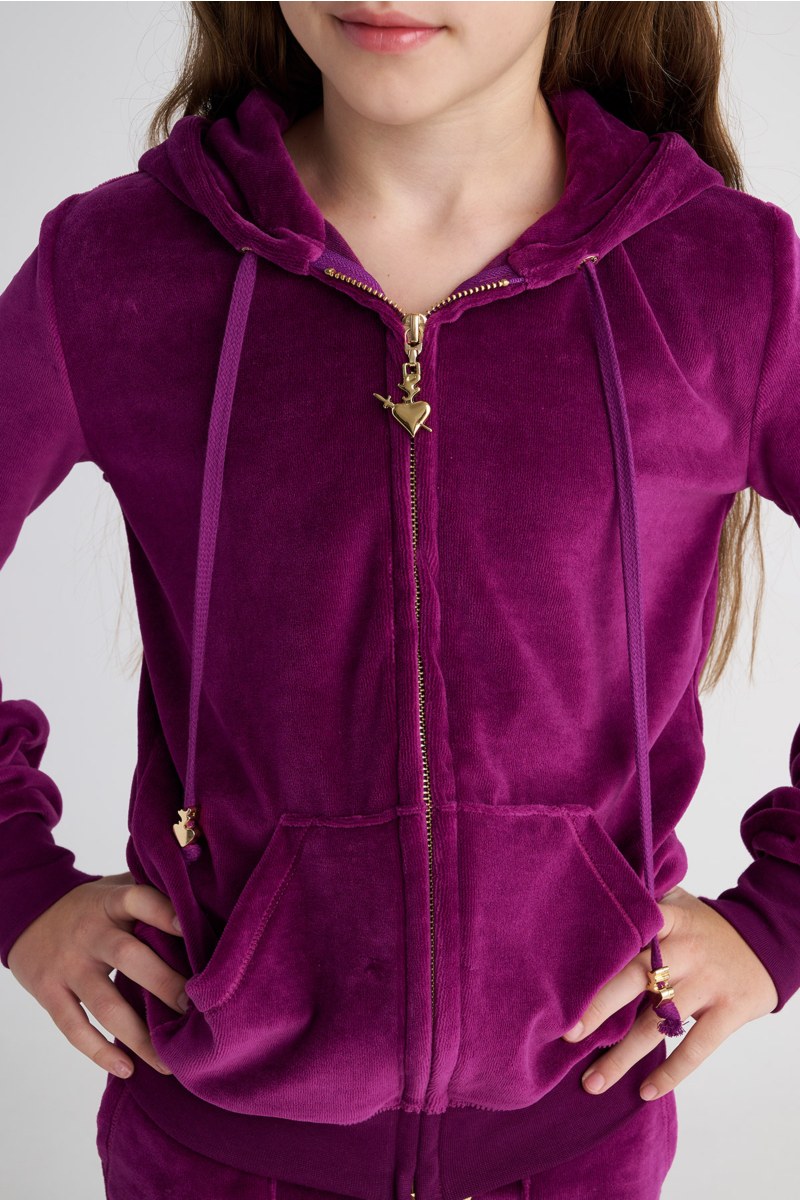 HOODED FASHION VELOUR JACKET FOR TEENS-25633000-824