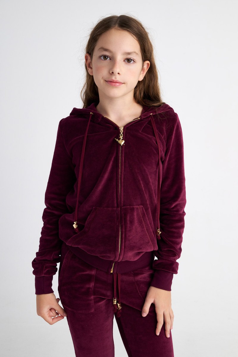 HOODED FASHION VELOUR JACKET FOR TEENS-25633000-846
