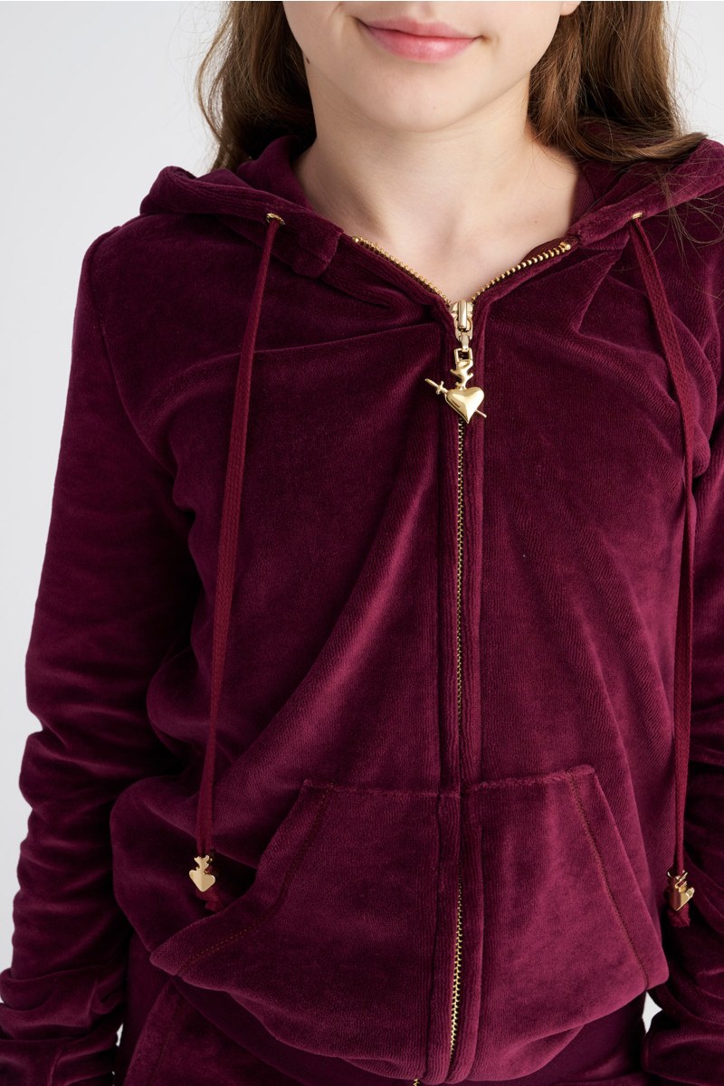 HOODED FASHION VELOUR JACKET FOR TEENS-25633000-846