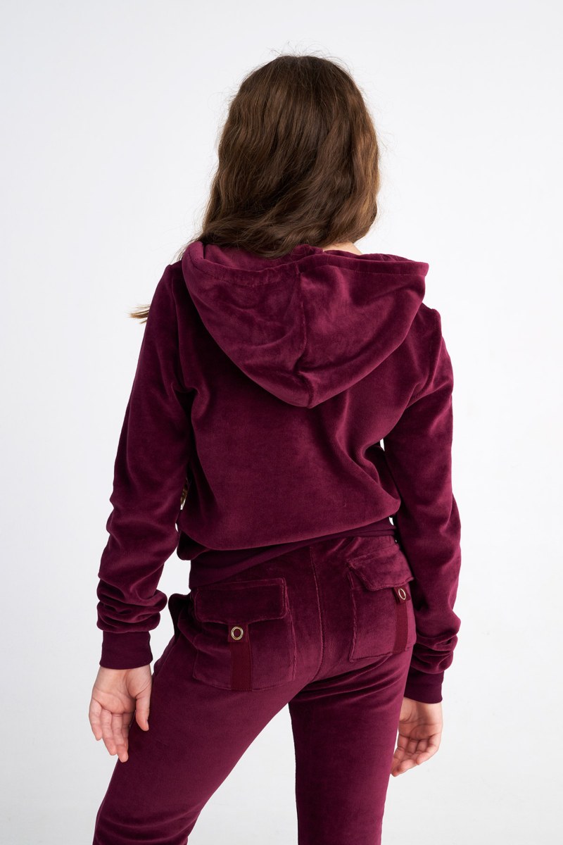 HOODED FASHION VELOUR JACKET FOR TEENS-25633000-846