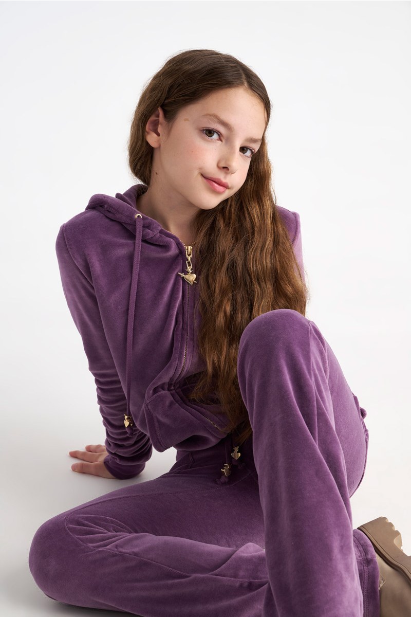 HOODED FASHION VELOUR JACKET FOR TEENS-25633000-947