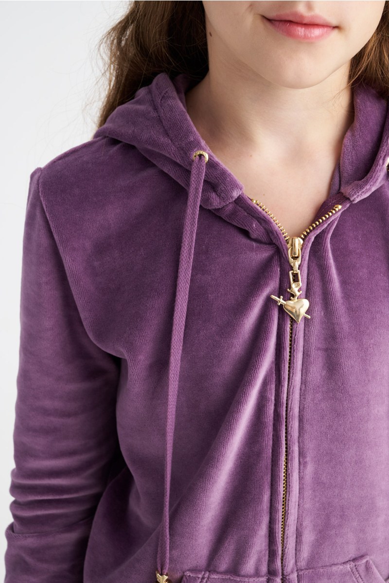 HOODED FASHION VELOUR JACKET FOR TEENS-25633000-947